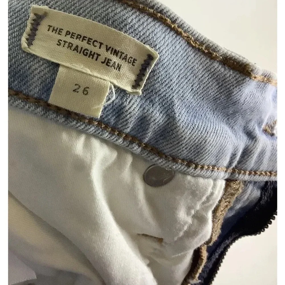 Madewell Sz 26 The Perfect Vintage Straight Jeans In Light Wash Blue Cotton